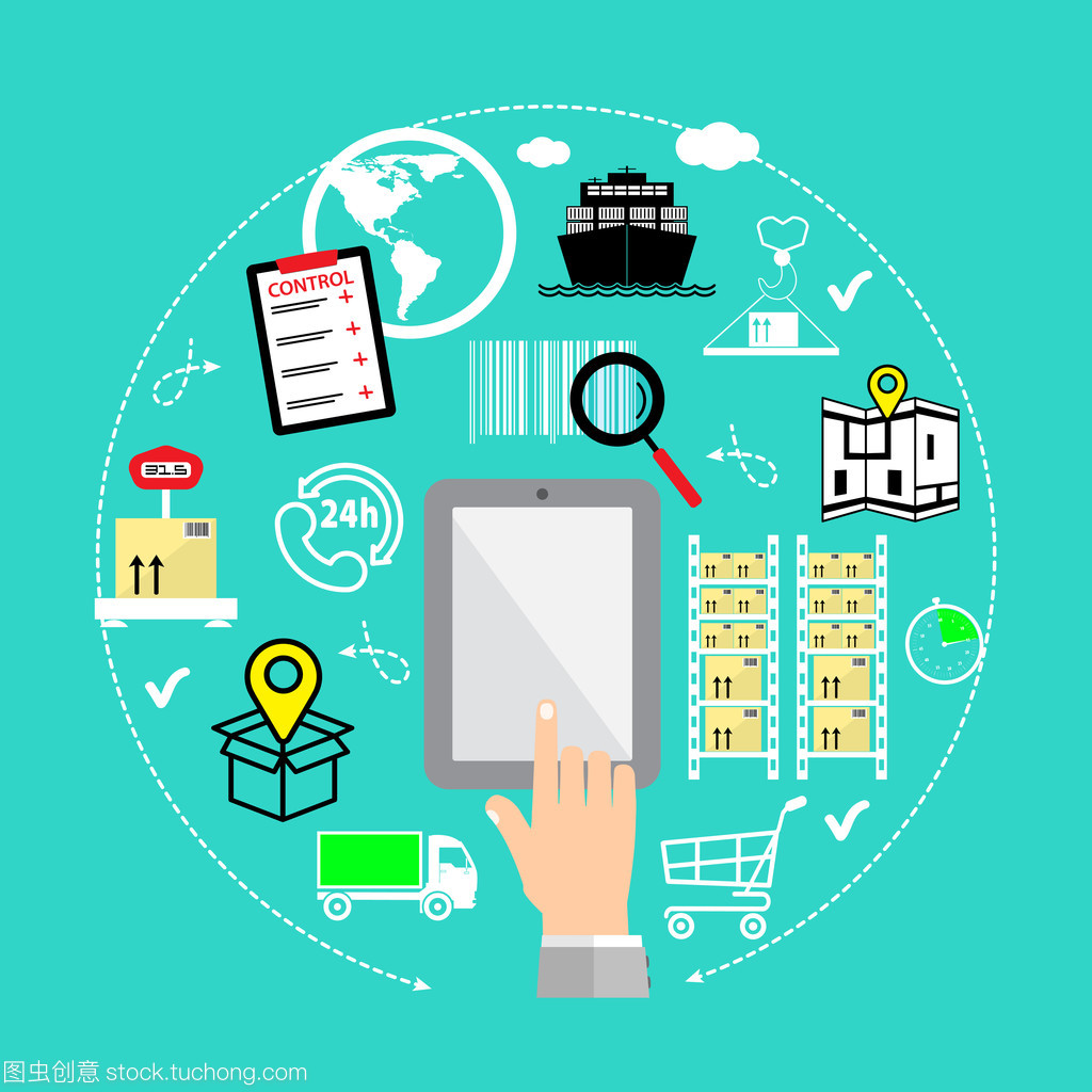 互联网购物时代下的平面设计 现代矢量图图表与采购产品的高效整合